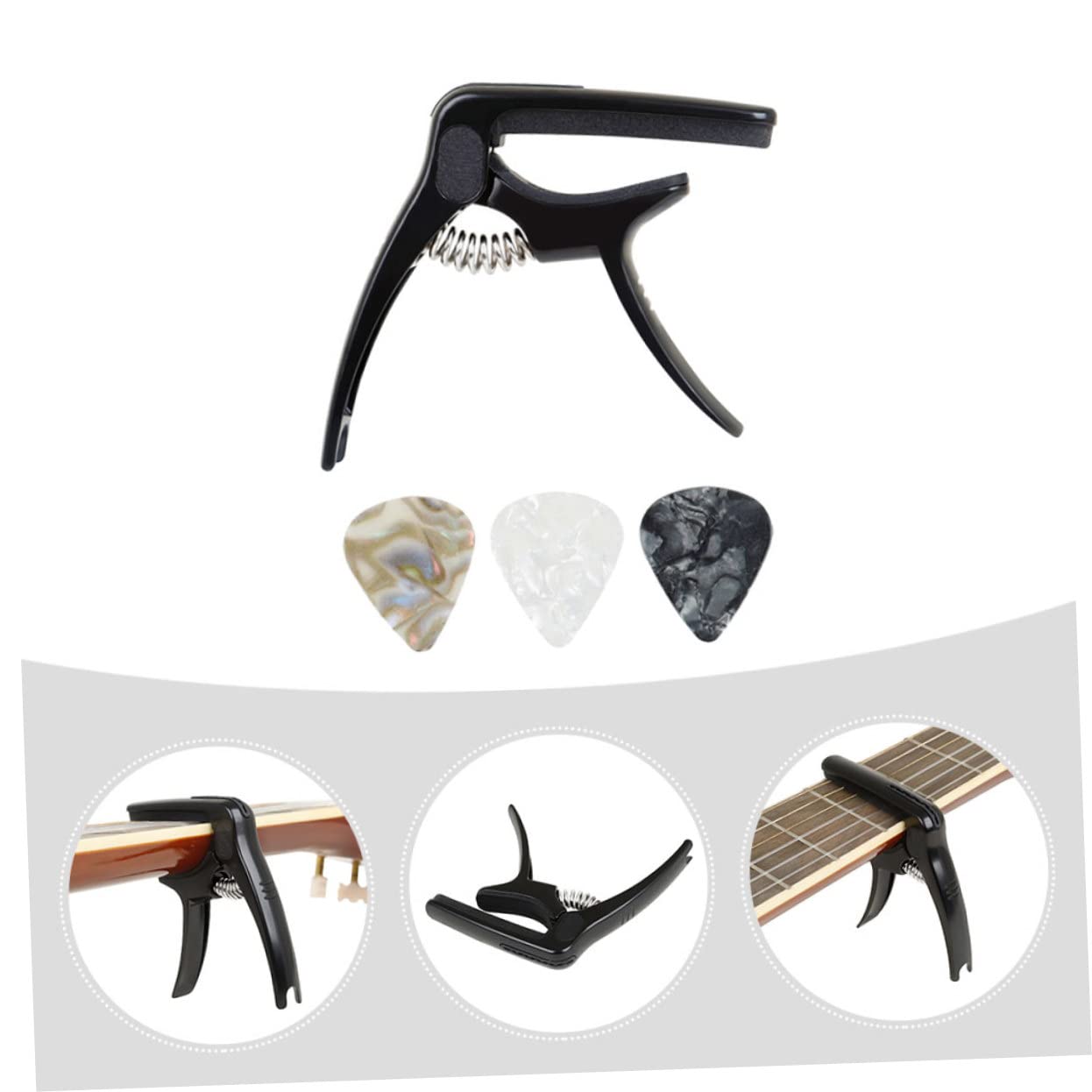 Kisangel 2 Juegos Capo de Guitarra Metálico Práctico con Pua y Clip de Afinación Guitarra Eléctrica y Accesorio Músicos