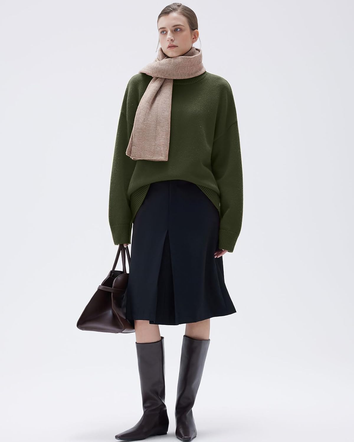 SUUKSESS Women Cashmere Blend Oversized Crew Neck Long Sleeve Pullover Sweaters - Image 5