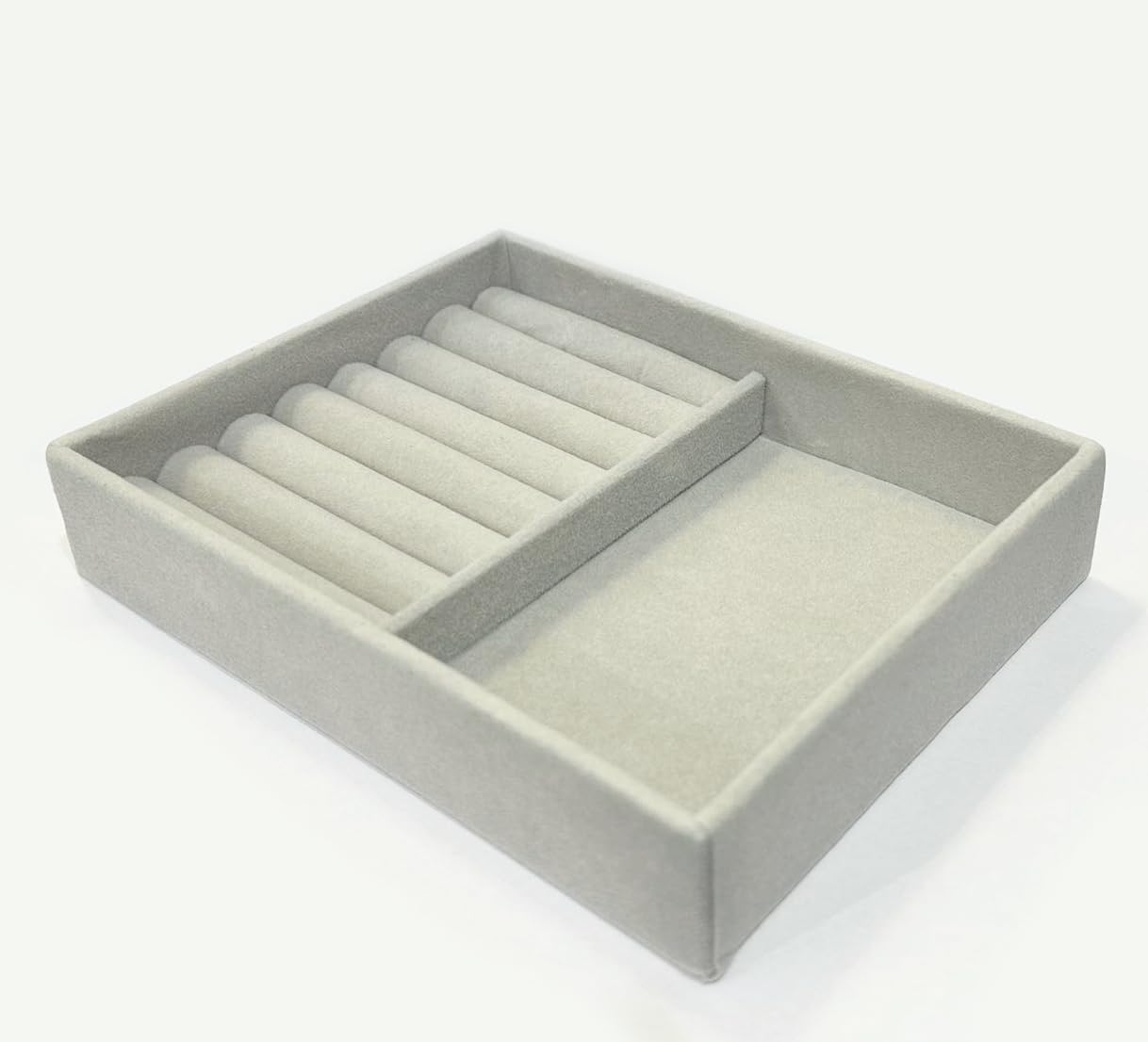 ECVV Velvet Jewelry Tray, Arrival Small Jewelry Tray Ring Necklace Storage Organizer Bracelet Watch Display Drawer Stuff Finishing Multi-functional.|Grey|
