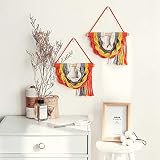 AFANGMQ Conjunto de 2, Macrame Wall Colgando tapicería Decoración de la Pared Boho Chic Bohemian Woven Decoración de la casa 27x20cm