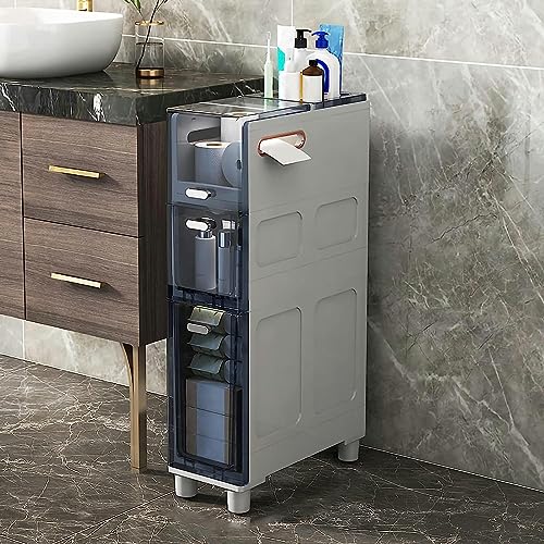 RDWQDGJG Mueble de baño de Suelo Fino con 5 cajones apilables y Ruedas para Espacios reducidos