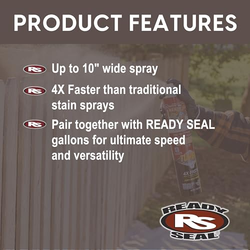 Image of Ready Seal Exterior Wood Stain | Turbo Spray System | Professional Grade Oil-Based Stain and Sealer in One | Ideal for Decks, Fences, Pergolas, Wood Siding & More | 24 Ounce | Pecan