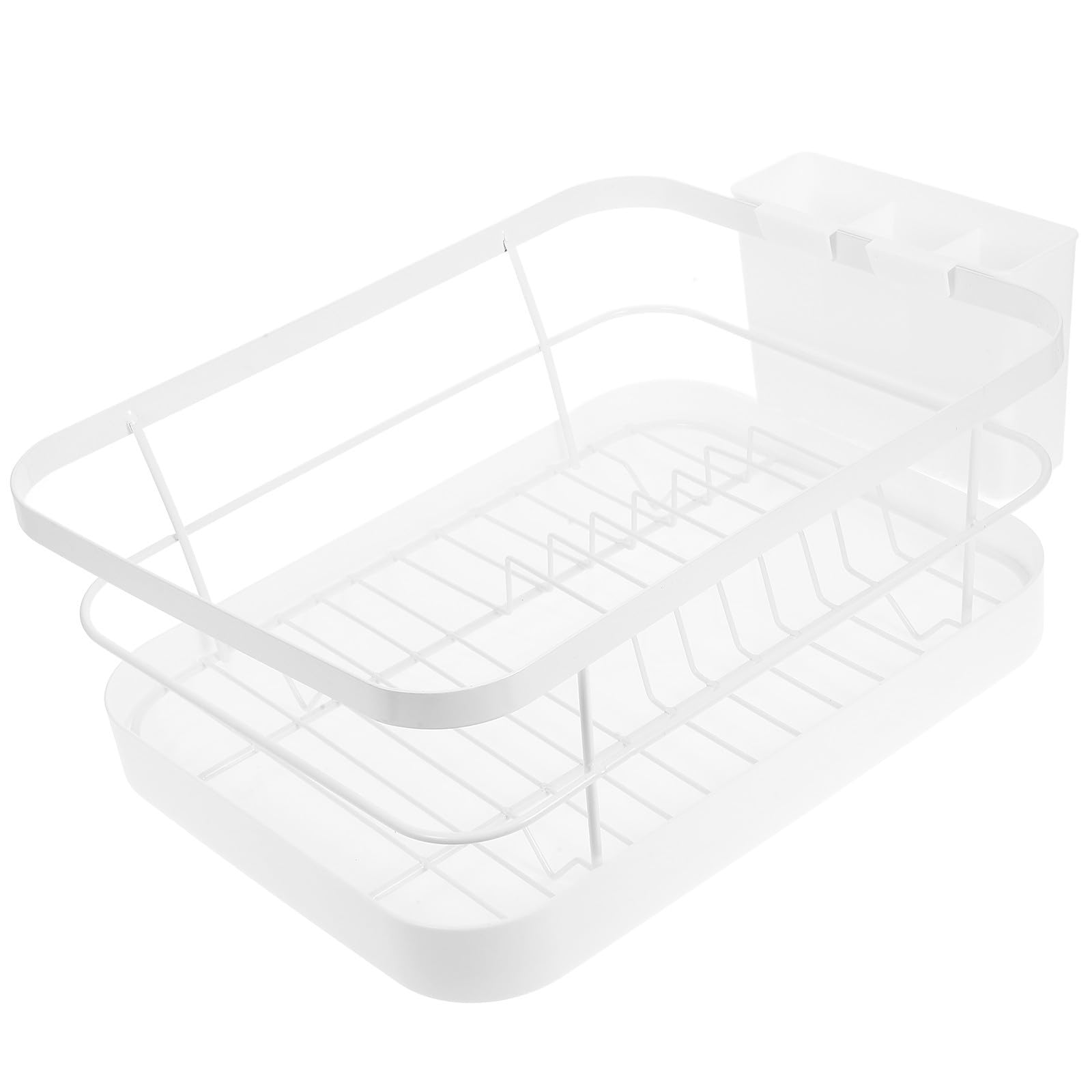 Toyvian Küchenarbeitsplatten Geschirrhalter aus Kohlenstoffstahl und Pp Weiß Multifunktional zur Organisation und Trocknung von Tellern und Besteck Modernes Design für Küche