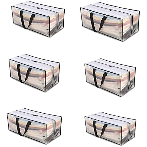 Harmorale Moving Bags Large Storage Bags for Moving, Totes for College Dorm Essentials Storage Organizer with Zipper Backpack Handles (Clear-6 Pack) Cover