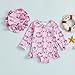Newborn Baby Girl Swimsuit Long Sleeve 2pcs Duck/Shell Print Rash Guard Swimwear and Sun Hat (Pink Duck, 12-18 Months)