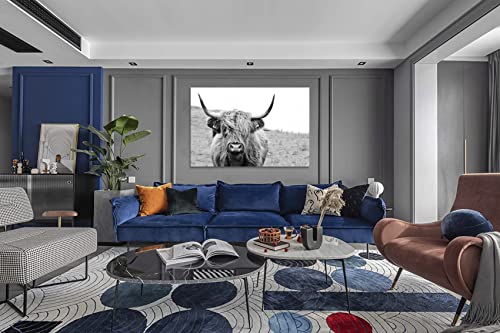 Black And White Framed Nature Prints Wall Art Animals Poster Large Highland Cow Vintage Canvas Artwork For Living Room Farmhouse Wall Decoration (20X30 Inch) #TOP6