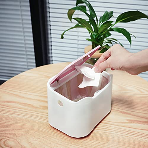 Business King Mini Desk Trash Can With Lid With Trash Bag 90Pcs 2.5 L/0.7 Gallon Pink Plastic Countertop Garbage Bin With Removable Inner Tiny Waste Basket For Office Dresser Bedroom #TOP2