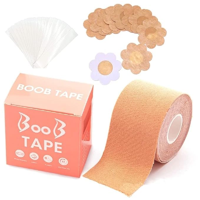 Breast Lift Tape, Body Support and Shaping Tape 10 Nipple Pasties for Fashion with 36 Strips-image-9