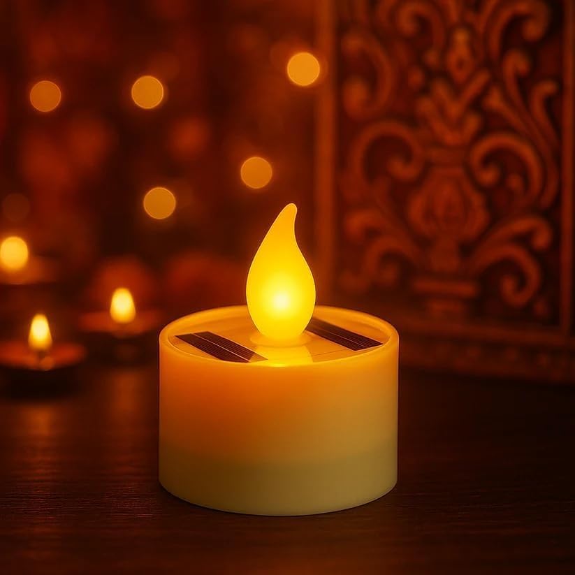 Image of CBK 2 PCS Solar Light Outdoor Waterproof Dusk to Dawn Rechargeable Portable LED Tealight Candle Lamp for Balcony Garden Camping and Home Decor