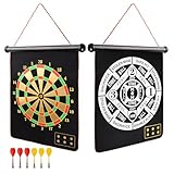 GSE Games & Sports Expert Double-Sided Magnetic Dart Board for Indoor/Outdoor. Magnetic Baseball/Dartboard Game Set with 6 Safe Darts