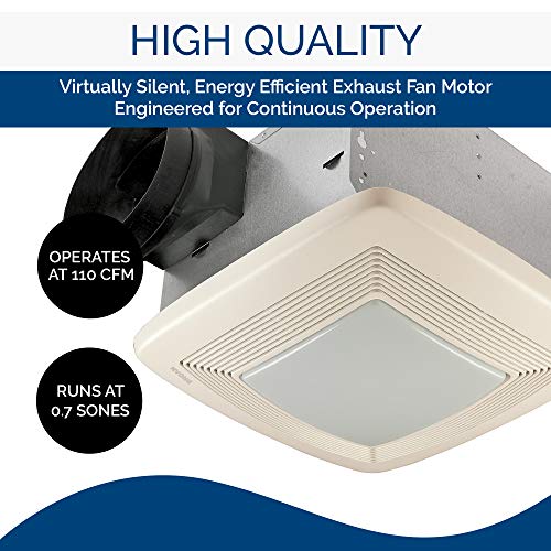 Broan-Nutone Qtxe110Flt Very Quiet Ventilation Fan And Light Combo For Bathroom And Home, 36-Watt Fluorescent Light, 4-Watt Nightlight, 110 Cfm #TOP5