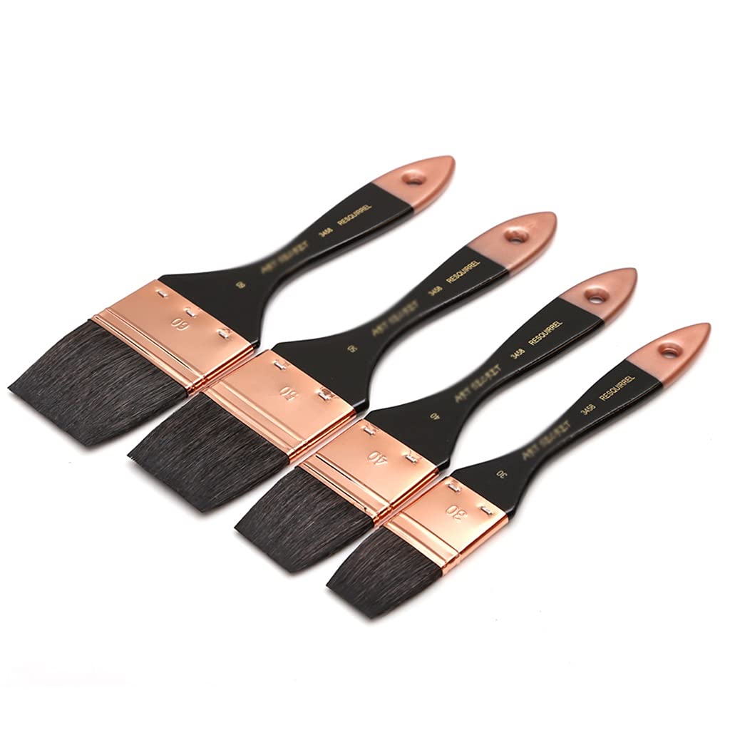 Pinceau écureuil pour aquarelle : lot de 4 brosses de lavage doux et poils fins