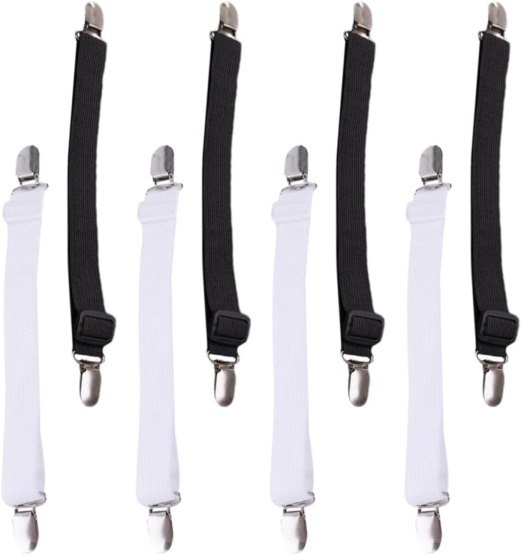 8pcs White Nylon Bed Sheet Fasteners Clips with Stable Grip and Easy to Remove Feature Elastic Sheet Clips for Bed Covers for Securing Bedding