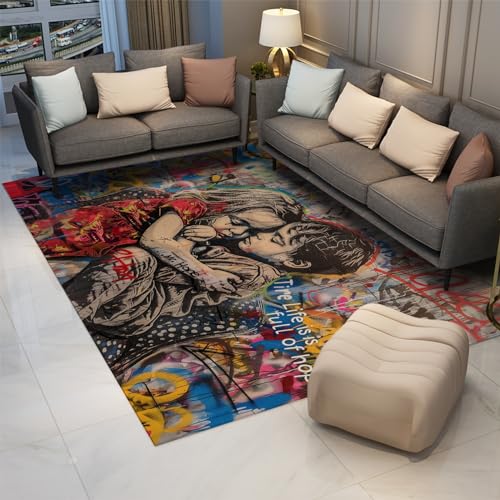 Tapis de sol pour décor de chambre de bébé style graffiti rétro lavable - 4