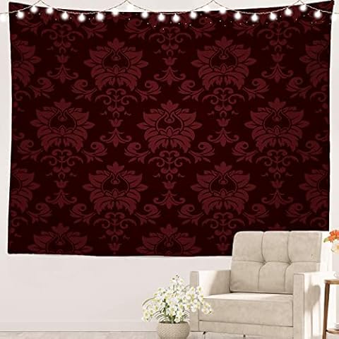 Batmerry Vintage Floral Red Wine Tapestry Cover