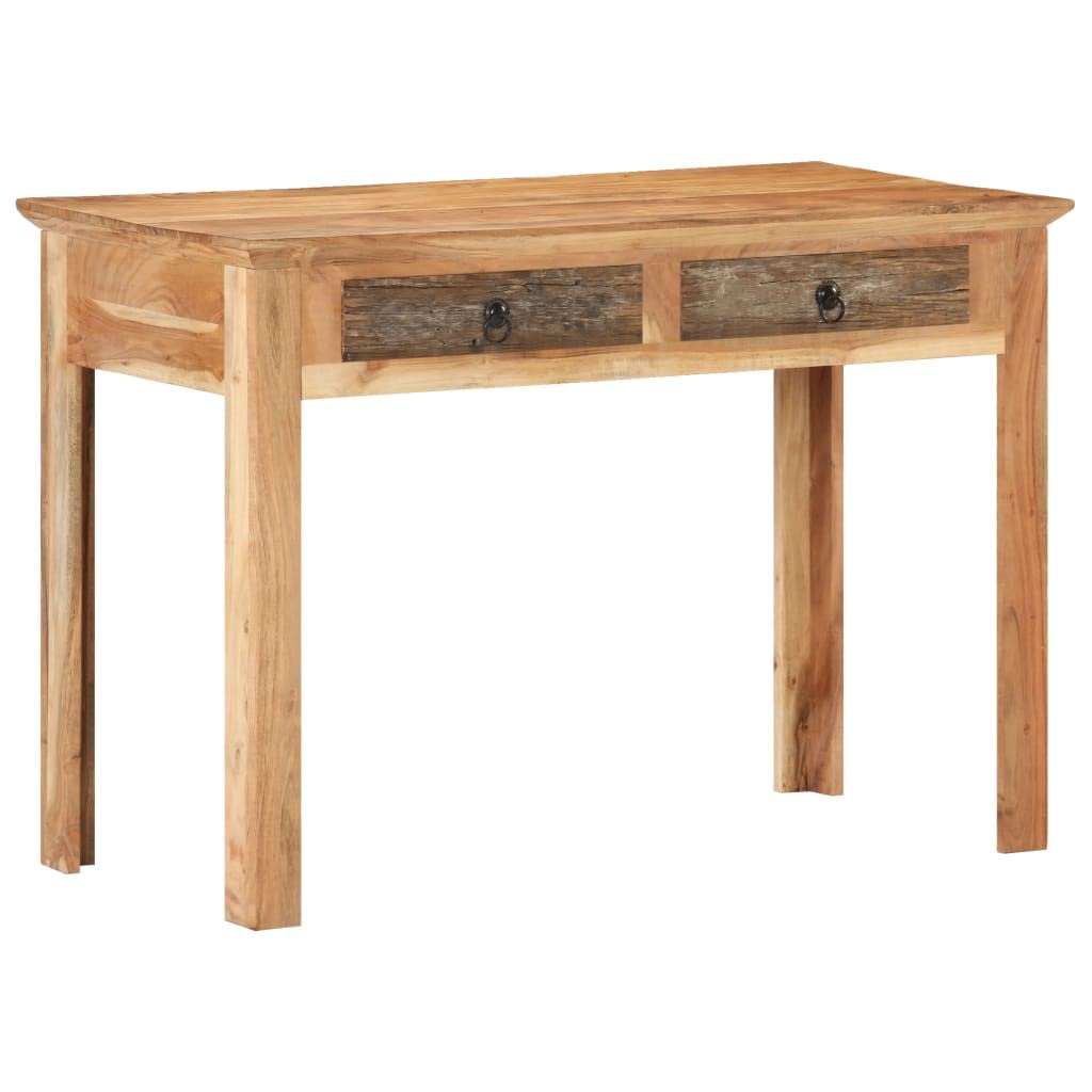 Scrivania Vintage in Legno Massello di Recupero con 2 Cassetti, Dimensioni 110x50x75 cm, per Ufficio Casa Studio e Consolle