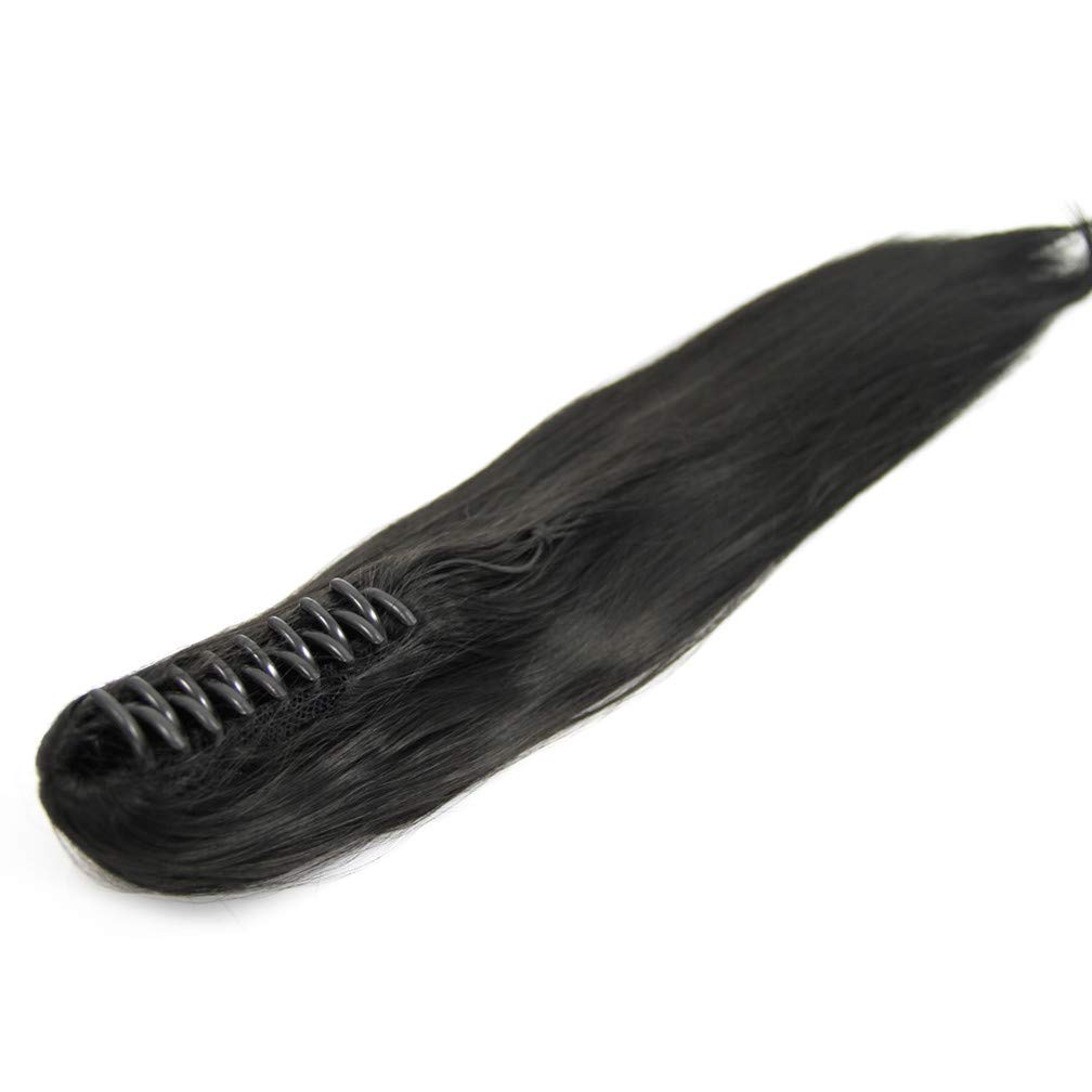 15'' Hair Extensions Claw Clip in Ponytail Long Straight Wigs Remy Thick Hairpieces for Women 85g 60#