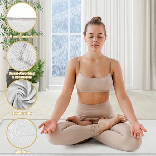 GLOSKIN Toalla Antideslizante para Esterilla de Yoga Pilates con Silicona Antideslizante, Lavable a Máquina, 183x63cm Toalla Grande para Esterilla de Yoga para Fitness, Ejercicio - imagen 4