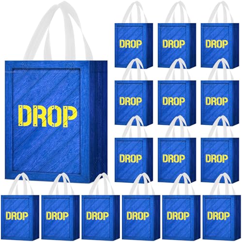Sunnymove 24 Pcs Video Game Party Military Supply Loot Drop Blue Goodie Bags with Handles Gaming Gifts Bags Reusable Non Woven Foldable Battle Candy Handbag for Birthday Party Favors Decors