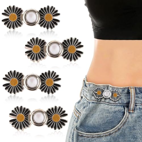 Image of YEKDA Denim Button Kit - 8 PCS Assorted Jeans Buttons for Quick Fix & DIY Adjustment - No-Sew Snap-On Metal Buttons for Pants, Skirts, Shorts - Easy Waist Size Control