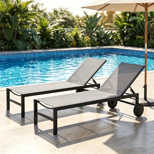 SUNLEI Patio Lounge Chair Outdoor Set of 2, Outdoor Chaise