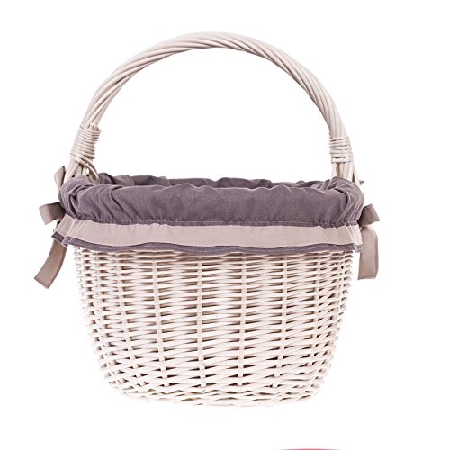Compra Cesta Pequeña Blanca De Mimbre Ovalada En