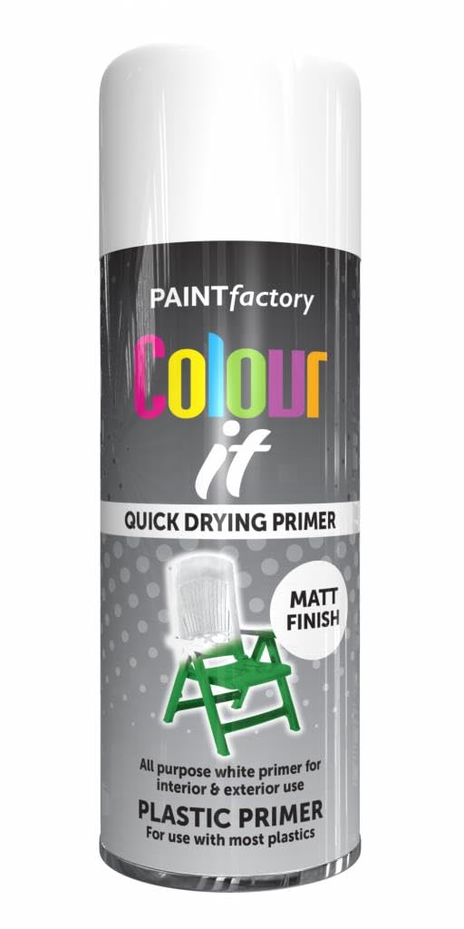 Alezyb Plastic Primer - 4 X 400Ml All Purpose Spray Paint | Use On Metal, Wood, Plastic And Multipurpose Aerosol Professional Quality Perfect Finish, For Interior Exterior And Excellent Coverage