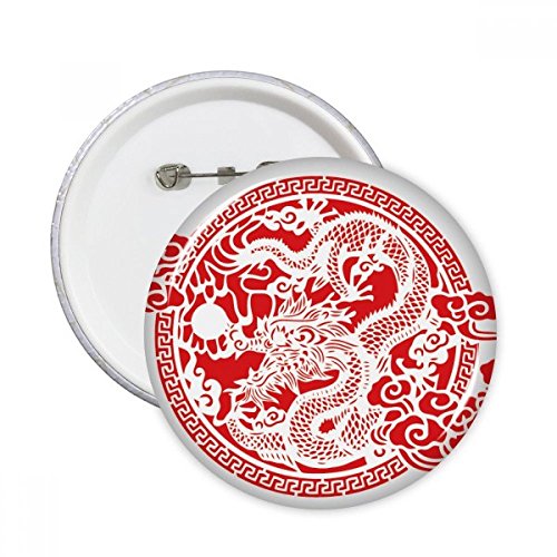 Badge bouton rond dragon rouge pour personnaliser vos vêtements et sacs
