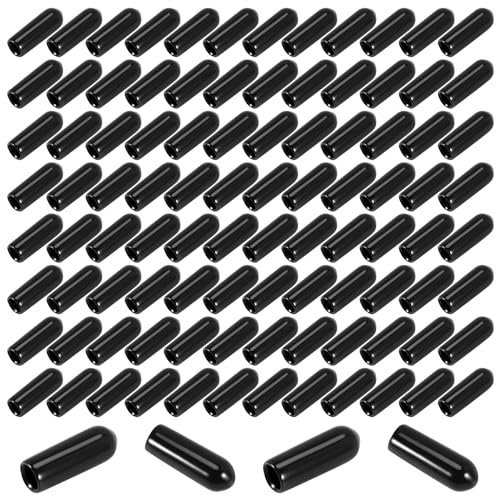 Ruitutedianzi 100Pcs Rubber End Caps 4Mm ID PVC Round Tube Bolt Cap Cover Screw Thread Protectors Black