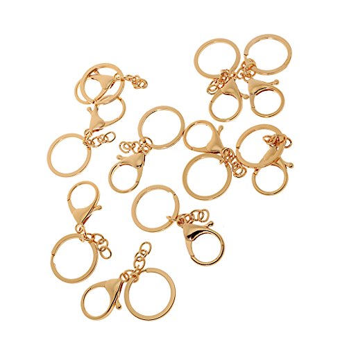 Generic 10 Stück Schwenk Karabinerhaken Haken Schlüsselanhänger Schlüsselringe - Gold, ONE Size