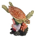 figura pop coraline Pintado a mano Figura de resina Tortuga de mar sobre coral 13/13 cm