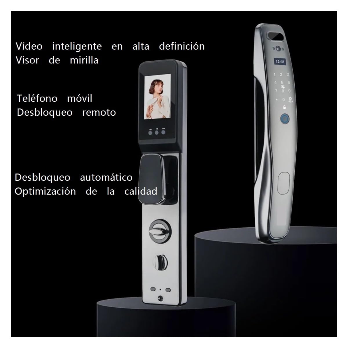 3D-Gesichts-Smart-Türschloss, Überwachungskamera, Monitor, Intelligenter Fingerabdruck, Passwort, Biometrische Elektronische Schlüsselentriegelung Einfache Hohe Sicherheit(24-260Rwihout 3D)