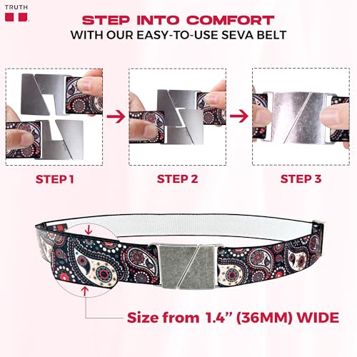 Truth No Show Invisible Elastic Belts for Women & Men 1.4" Wide Adjustable Flat Buckle Stretch Belts Fits Waist Up to 50"4