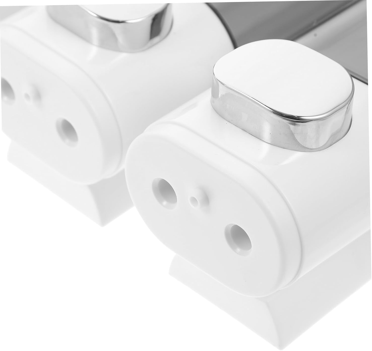 Wall Mounted 3-Chamber Manual Soap Dispenser for Shower, Electroplated White Triple Refill Holder, Shampoo Conditioner Body Wash Dispenser for Bathroom Wall