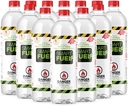 SMART FUEL Ethanol Fuel 12 Liter - Indoor & Outdoor Fireplace Fuel - Fuel for Fireplaces, Burners & Alcohol Spirit Burners. Denatured Alcohol