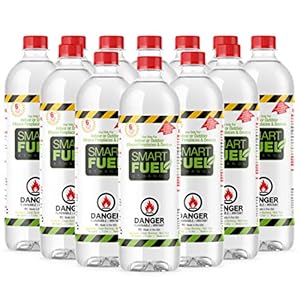 Smart Fuel – Bioethanol Fuel for Fireplaces, Tabletop Fires, Stoves & Burners, Flash-Free, Toxic-Free & Clean Burning Bio Ethanol, Sustainable & Denatured Alcohol – 1 Liter, Pack of 12