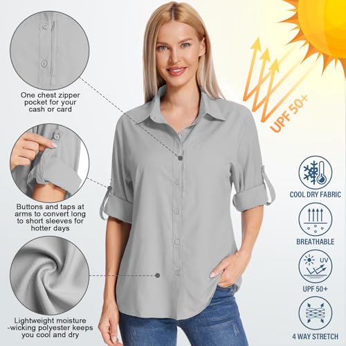 Chemise Femme Randonnée Jogwits UPF 50+ | Manches Longues Respirantes, Imperméable | Pour Trekking, Pêche, Camping, Safari
