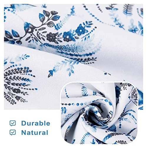 Driftaway Claire Watercolor Floral Leaves Room Darkening Thermal Insulated Tie Up Curtain For Kitchen Bathroom Small Window Adjustable Balloon Tie Up Shade Single Rod Pocket 45 Inch By 63 Inch Navy #TOP7