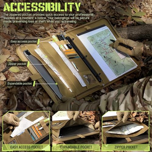 Livans Portfolio Padfolio Binder Detachable 3-Ring Binder Planner, Zip Tactical Notebook Cover with A4 Letter Paper, Multi-Storage Organizer Handle Bag for Out-Work, Travels, Office & School - Thumbnail 4