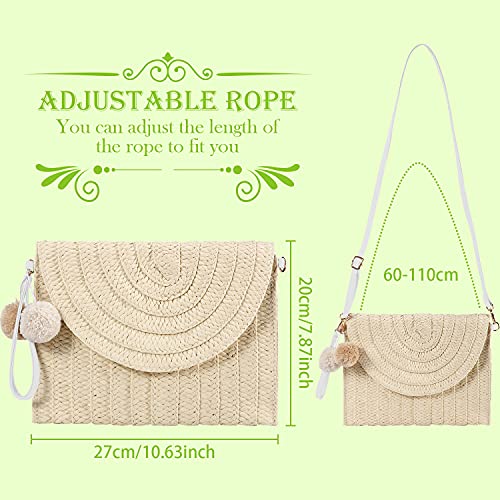 Frienda Straw Shoulder Bag Women Straw Clutch Crossbody Wallet(Creamy White)3