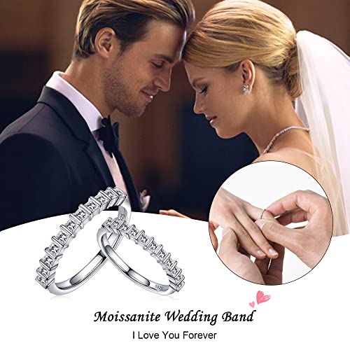 Smilest Princess Moissanite Stackable Rings For Women, 2Mm D Color Vvs1 Clarity Lab Created Diamond Wedding Rings 18K White Gold Plated S925 Sterling Silver Moissanite Stackable Rings For Women Gifts #TOP2