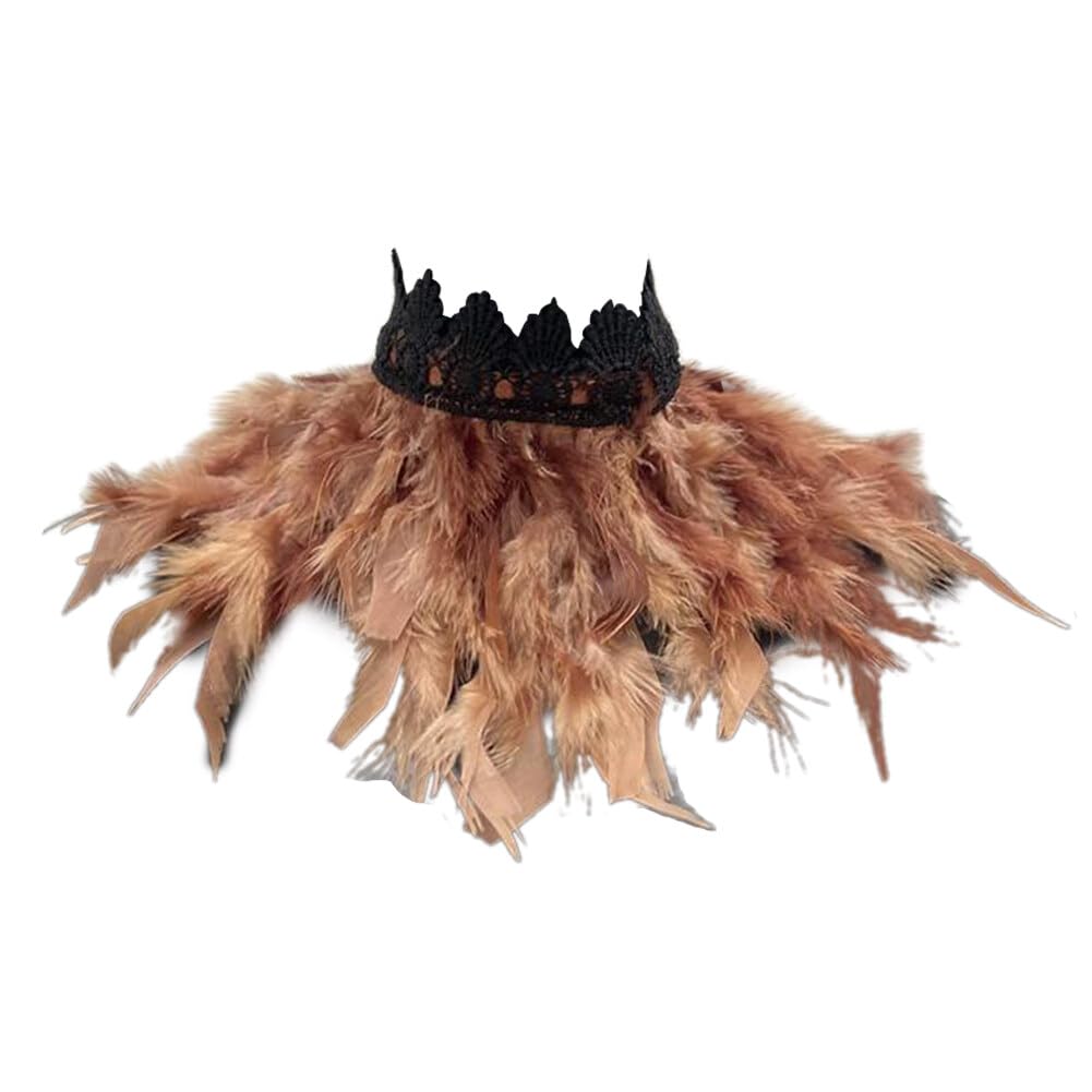 Uposao Feather Collar Shawl Feather Choker Cloak Natural Feather Collar Props For Cosplay Party Performance Model Walk Halloween Ball Feather Collar Shawl Props