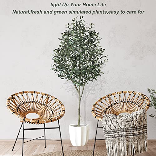 Chantoo 2 Pack Artificial Olive Tree 6 Feet Faux Trees Christmas Tree Artificial Plants For Home Decor Indoor Living Room, Tall Fake Plants With Large Branches And Seagrass Belly Basket #TOP4