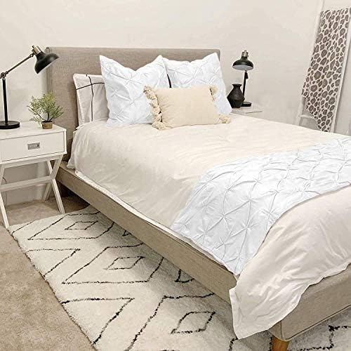 Bed Runner 100% Cotton 800 Thread Count 1 Piece Pinch Pleated Bed Runner, Decorative Bed Scarf, 1 Pinch Pleated Bed Runner (King Size, White)