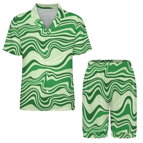 Mens Pajama Set Short Sleeve 2 PCS Sleepwear Soft Summer Button Down Loungewear Set Pj Set Casual Outfits2