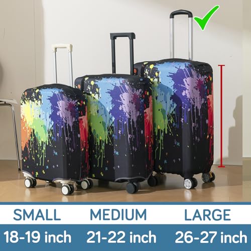 Image of HOKIPO Suitcase Covers for Trolley Suitcase, 220gsm Durable and Washable, Large (26-27inch) - Color Drip (AR-6345-D5)