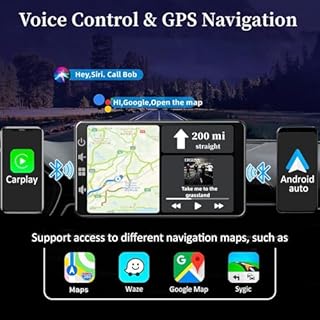 Écran CarPlay Voiture pour Carplay et Andoid Auto sans Fil - 7 Pouces Ecran Tactile avec Mirror Link - Autoradio Portable avec Caméra de Recul, Assistant Vocal/FM/AUX/TF Carte