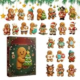 Lebkuchenmann Adventskalender 2025, 24 Tage Lebkuchenmann Anhänger Weihnachtskalender, 2D Acryl Lebkuchens Weihnachtsbaumschmuck Für Festplaner Saisonales Herzstück Vordertür Büro Wohnzimmer