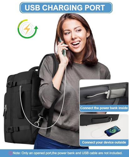 Beraliy Travel Backpack for Men Women, Lightweight Personal Item Trave Bag for Airlines, Carry On Backpack with USB Charging Port, Durable Laptop Backpack, College Weekender Work Daypack, Black4