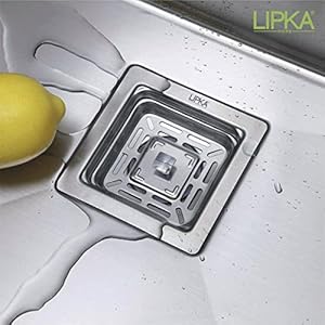 Lipka Square Shaped Premium Stainless Steel PVC Kitchen Sink Coupling for Home - Chrome Finish, Rust-Free, Corrosion-Resistant, Durable (4.5 Inches)